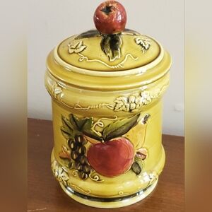 Geo Z. Lefton Small Jar Canister Green Apple Ceramic 4131